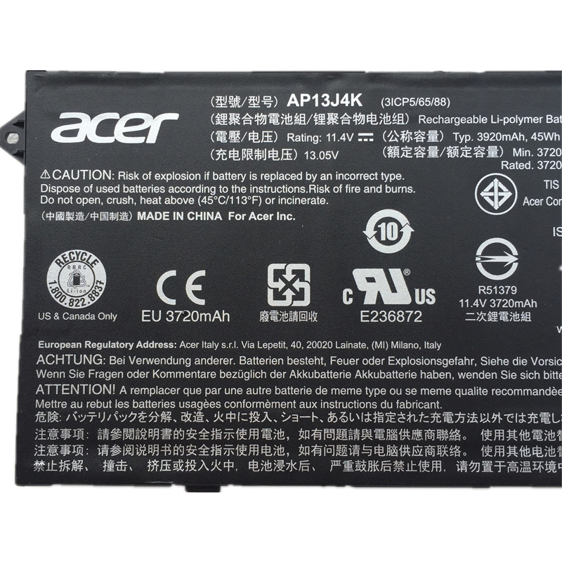 3990mAh 45Whr 3 Zellen Akku für Acer Chromebook 14 CP5-471